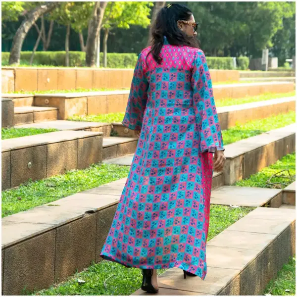 Long Shrug Pink Teal - Sehr - AmbarTaara Designs