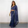 Indigo Shibori Georgette Saree - AmbarTaara Designs