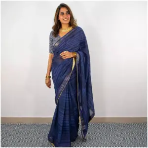 Indigo Shibori Georgette Saree - AmbarTaara Designs