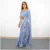 Indigo Powder Blue Georgette Saree - AmbarTaara Designs