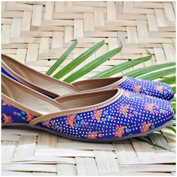 Traditional Footwear Jutti - Blue - AmbarTaara Designs