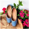 Traditional Footwear Jutti Indigo Gingham- AmbarTaara Designs