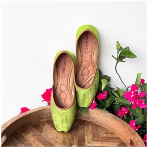 Traditional Footwear Jutti - Neon Green - AmbarTaara Designs