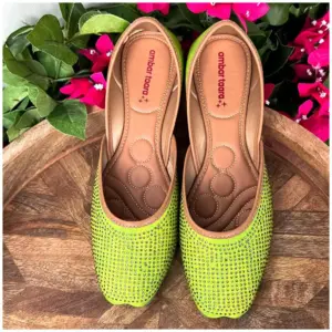 Traditional Footwear Jutti - Neon Green - AmbarTaara Designs