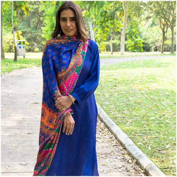 Blue Straight Kurta with White Pants - Ishqaa - AmbarTaara Designs