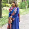 Blue Straight Kurta with White Pants - Ishqaa - AmbarTaara Designs