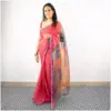 Fuschia Pink Printed Organza Saree - AmbarTaara Designs