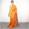 Yellow Printed Organza Saree - AmbarTaara Designs