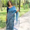 Tissue Silk Saree Indigo Moroccan - Sajda - AmbarTaara Designs