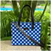 Gingham Blue Checks Dark Brown Tote Bag - AmbarTaara Designs