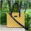 Gingham Yellow Checks Dark Brown Tote Bag - AmbarTaara Designs