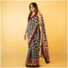 Black Maroon Ivory Crepe Saree – Ghazal - AmbarTaara Designs