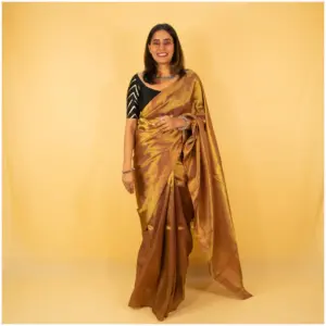 Antique Gold Dyed Tissue Saree - AmbarTaara Designs