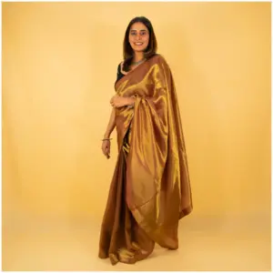 Antique Gold Dyed Tissue Saree - AmbarTaara Designs