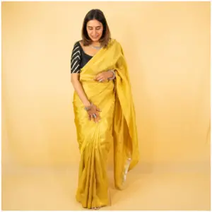 Gold Dyed Tissue Saree - AmbarTaara Designs