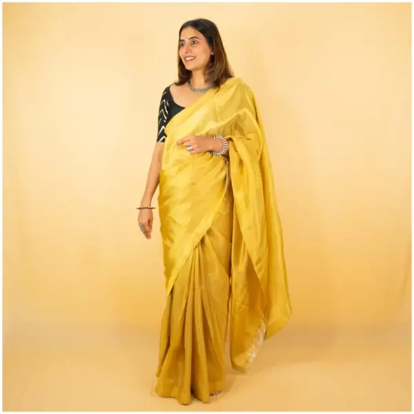 Gold Dyed Tissue Saree - AmbarTaara Designs