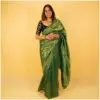 Metallic Sea Green Dyed Tissue Saree - AmbarTaara Designs