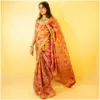 Olive Green Pink Pure Tissue Georgette Saree - AmbarTaara