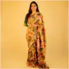 Yellow Maroon Floral Tissue Georgette Saree - AmbarTaara Designs