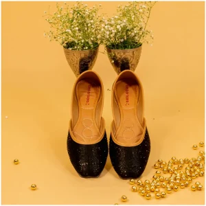 Traditional Footwear Jutti - Silk Black - AmbarTaara Designs