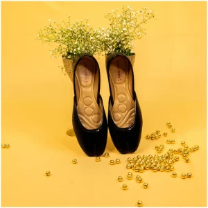 Traditional Footwear Jutti - Black Textured - AmbarTaara Designs