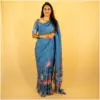 Blue Grey Pure Kota Doria Saree - AmbarTaara Designs