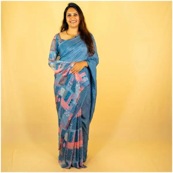 Blue Grey Pure Kota Doria Saree - AmbarTaara Designs