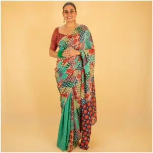 Teal Green Pure Kota Doria Saree - AmbarTaara Designs