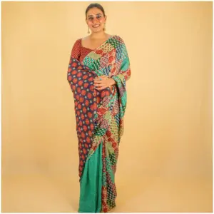 Teal Green Pure Kota Doria Saree - AmbarTaara Designs