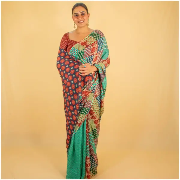 Teal Green Pure Kota Doria Saree - AmbarTaara Designs