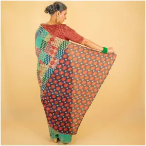 Teal Green Pure Kota Doria Saree - AmbarTaara Designs