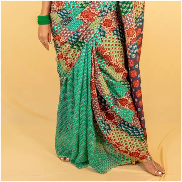 Teal Green Pure Kota Doria Saree - AmbarTaara Designs