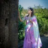 Pastel Pink Lavender Pure Crepe Saree - AmbarTaara Designs